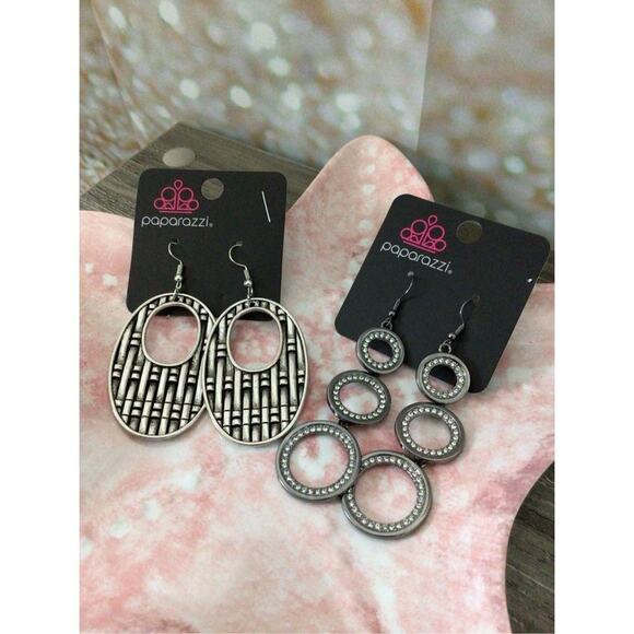 NWT 2PR Bundle Earrings Paparazzi Silver Earrings Dangle Bohemian Girl - Picture 1 of 11